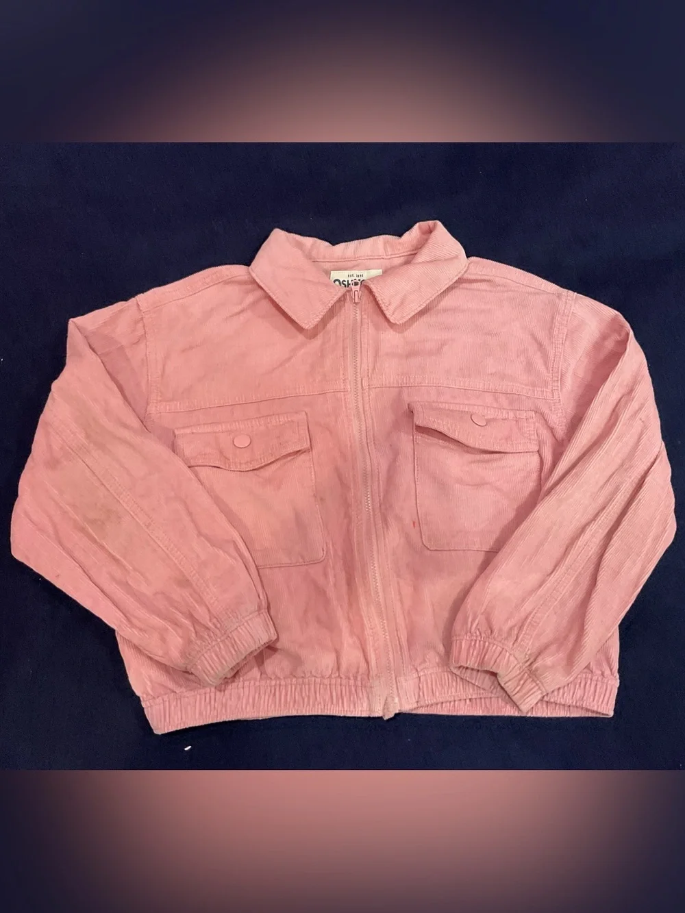 OshKosh B'gosh Girls Pink Denim Zip-Up Jacket Size 8